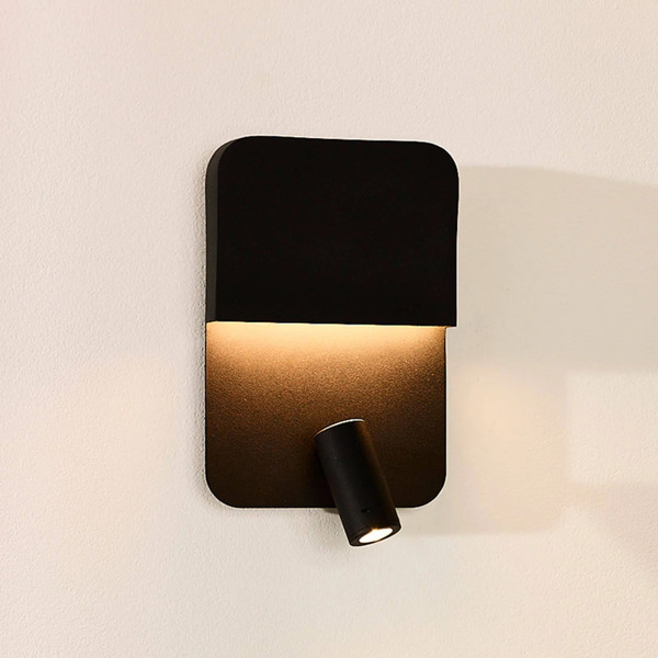  Lucide Lucide Boxer Led Wall Light With Spot, Black 