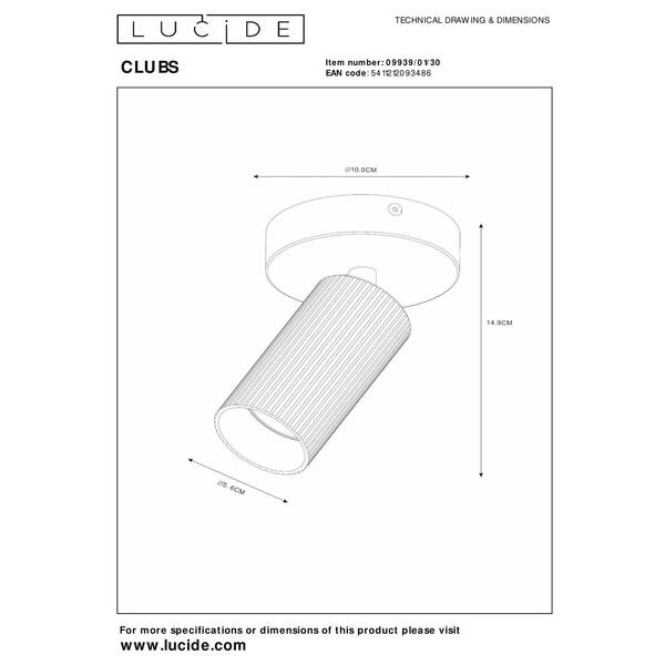  Lucide Lucide Clubs Downlight, 1-bulb, Black 