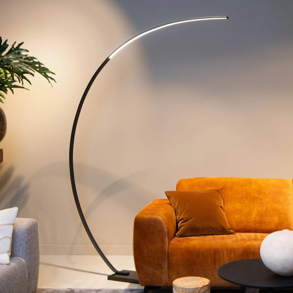  Lucide Lucide Curve Led Arc Lamp, Black, Marble, 192 Cm, Dimmable 
