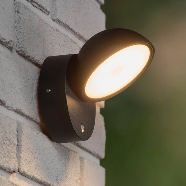  Lucide Lucide Finn Led Wall Light, Black, Ip54, Day/night Sensor 