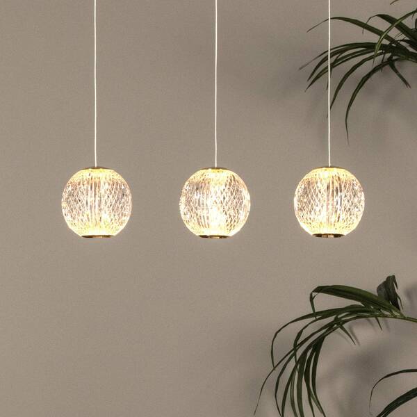  Lucide Lucide Led Pendant Light Cintra, Angular, Transparent/gold, Acrylic 