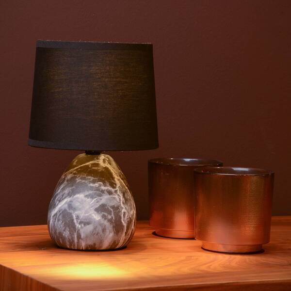  Lucide Lucide Marmo Table Lamp With A Ceramic Base, Black 