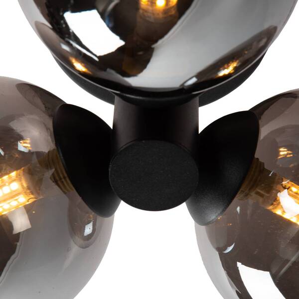  Lucide Lucide Trudy Bathroom Ceiling Light, 3-bulb, Black/smoke 
