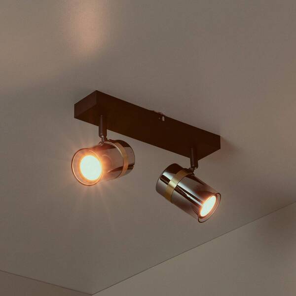  Lucide Lucide Upton Ceiling Spotlight, Length 26 Cm, Black/smoke Grey, 2-bulb. 