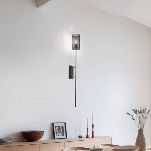  Luminex Luminex Alek Wall Light In Black/brass In Torch Shape 
