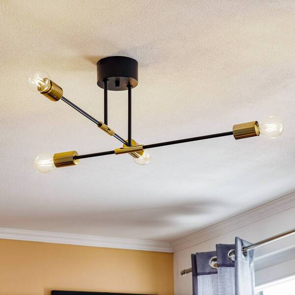  Luminex Luminex Ilia Ceiling Light, Black/gold, 4-bulb 