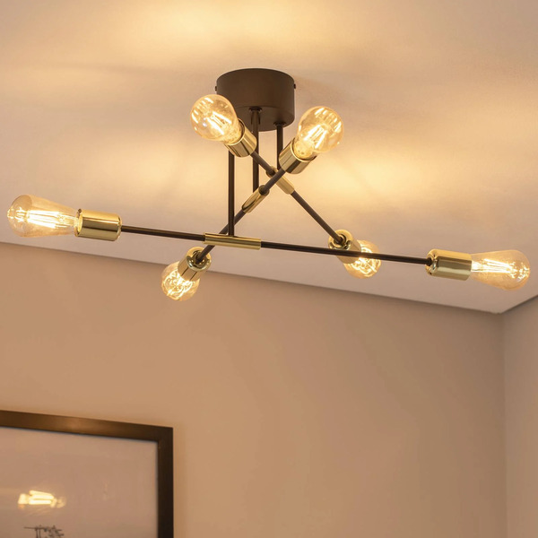  Luminex Luminex Ilia Ceiling Light, Black/gold, 6-bulb 