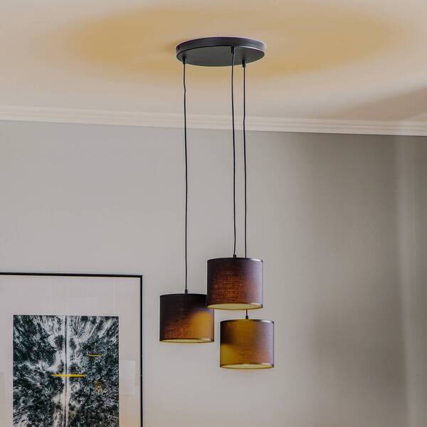  Luminex Luminex Soho Pendant Light, Cylindrical, Round, 3-bulb, Blue/gold 