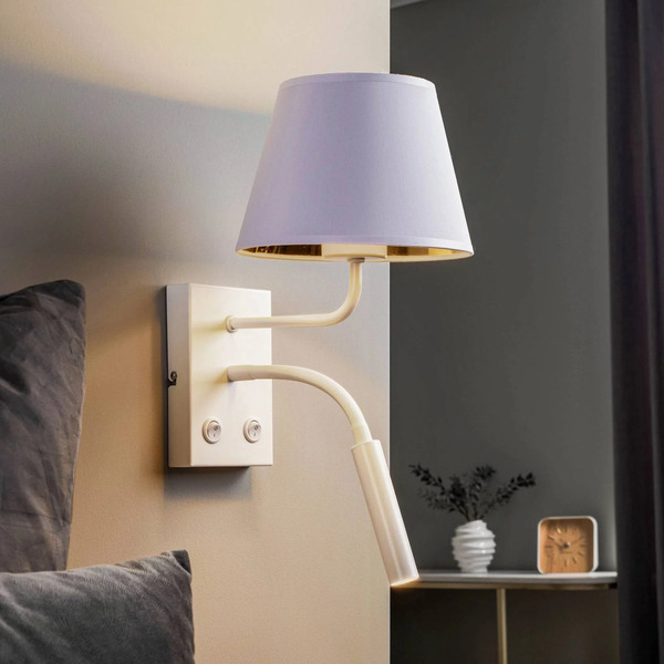  Luminex Luminex Soho Wall Light, Conical, Reading Light, White/gold 
