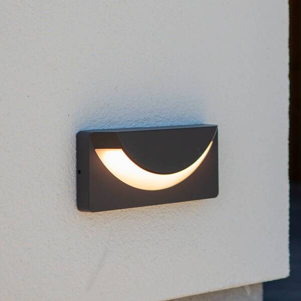  Lutec Lutec Lups Led Outdoor Wall Light, Dark Grey, Width 23 Cm, Ip54 