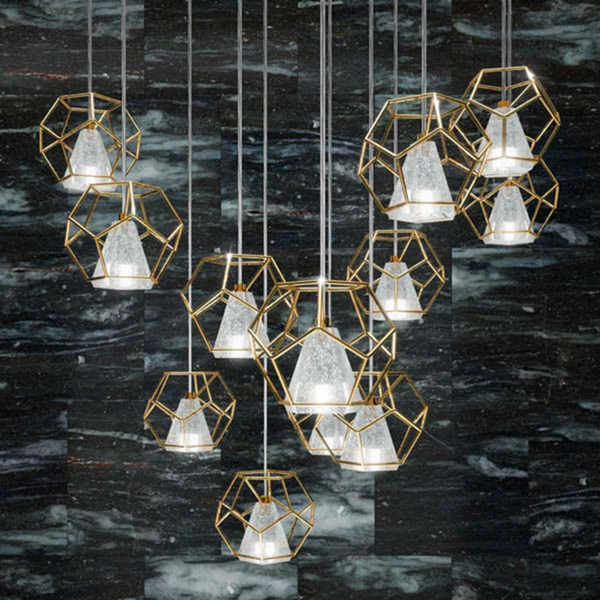  Marchetti Marchetti Incanto Pendant Light, 24 Ct Gold, 5-bulb 