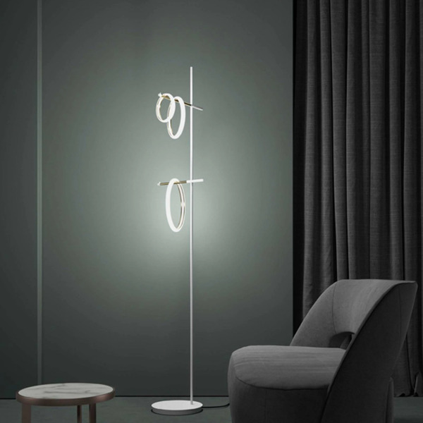  Marchetti Marchetti Led Floor Lamp Ulaop, Three Rings, White 