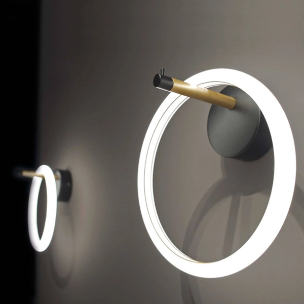  Marchetti Marchetti Led Wall Light Ulaop, One Ring, Black 