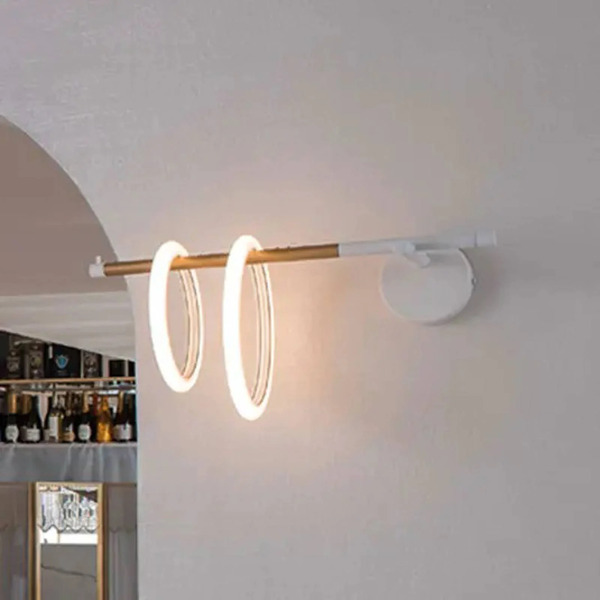  Marchetti Marchetti Led Wall Light Ulaop, Two Rings, Left, Black 