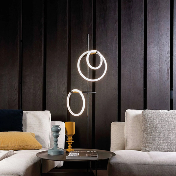  Marchetti Marchetti Ulaop Led Floor Lamp, Three Rings, Black 