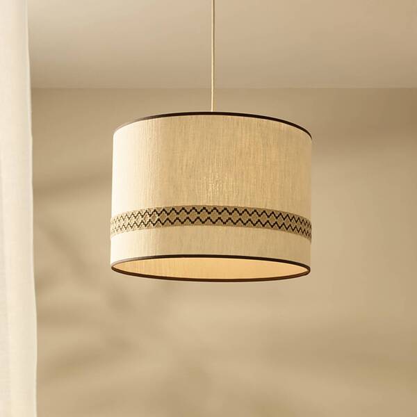  Market Set Market Set Jimmy Pendant Light, ø 48 Cm, Beige, Patterned Border 