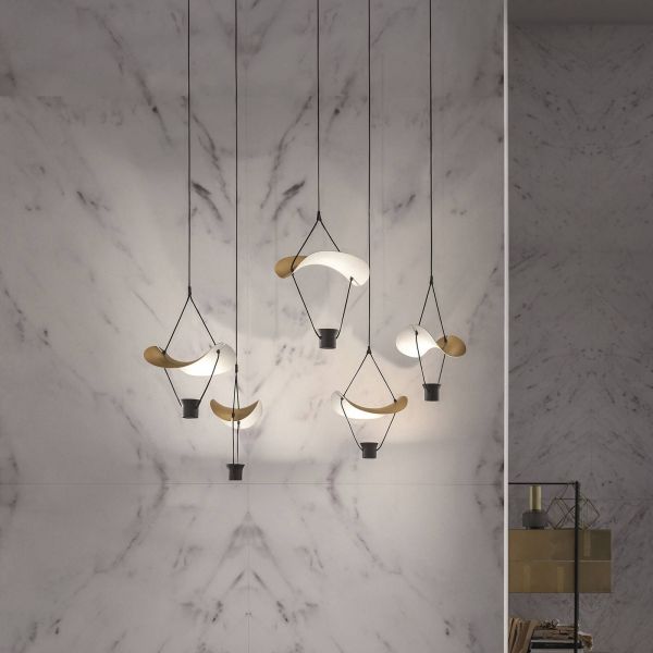  Masiero Masiero Vollee S1 P Led Hanging Light, 44 cm, Down, Gold 