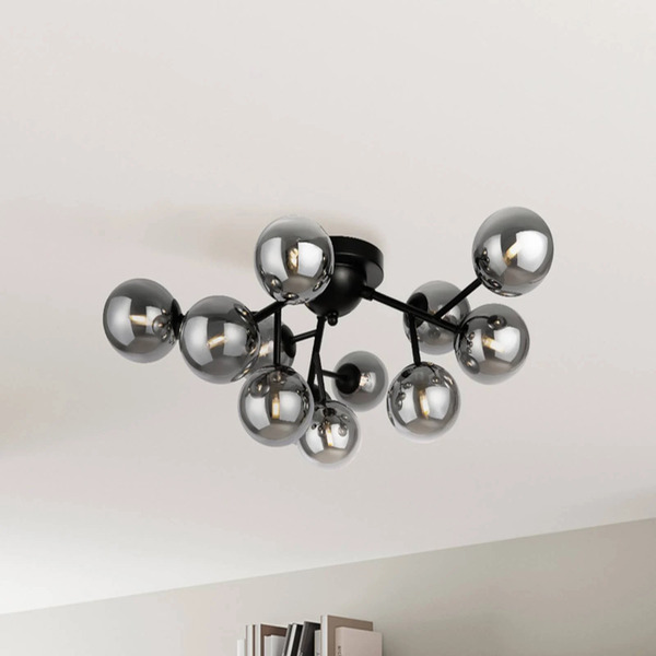  Maytoni Maytoni Ceiling Light Dallas, Black/smoke Grey 12-bulb Glass 