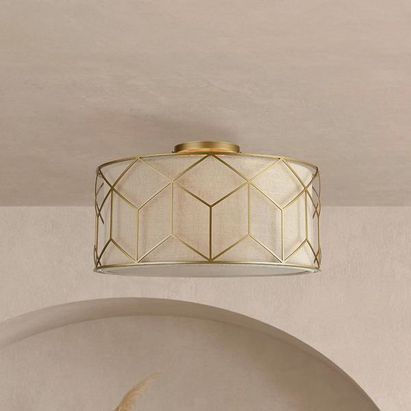  Maytoni Maytoni Messina Ceiling Light, ø 43 Cm, Beige, Linen 