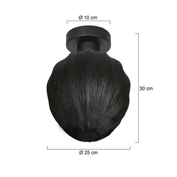  Mexlite Mexlite Bloeba Ceiling Lamp, Black, ø 25 Cm, Linen/metal 