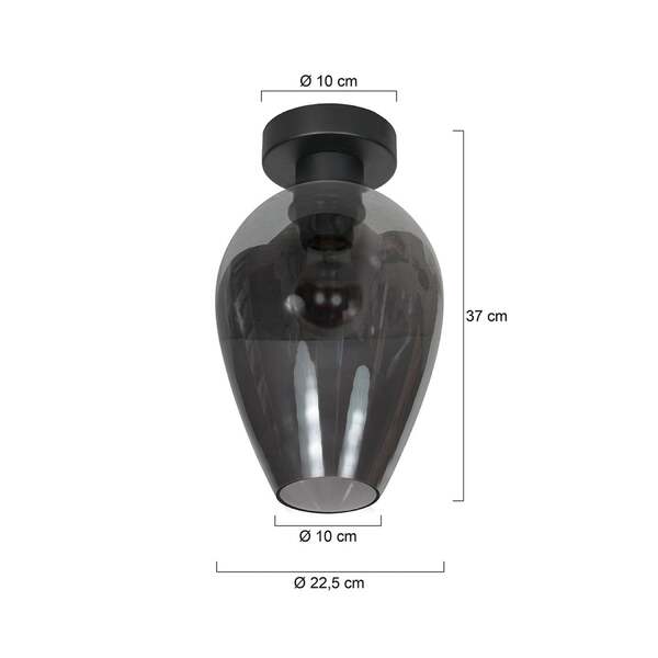  Mexlite Mexlite Bloeba Ceiling Lamp, Black/smoke Grey, ø 22 Cm, Glass Drop 
