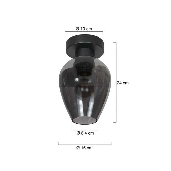  Mexlite Mexlite Bloeba Ceiling Lamp, Black/smoke Grey, ø 15 Cm, Glass Drop 