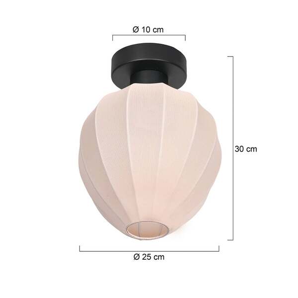  Mexlite Mexlite Bloeba Ceiling Lamp, White/black, ø 25 Cm, Linen/metal 