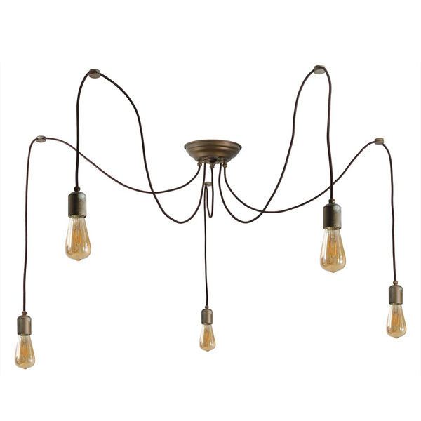  Moretti Luce Moretti Luce Allen Pendant Light, Antique Brass, 5-bulb 