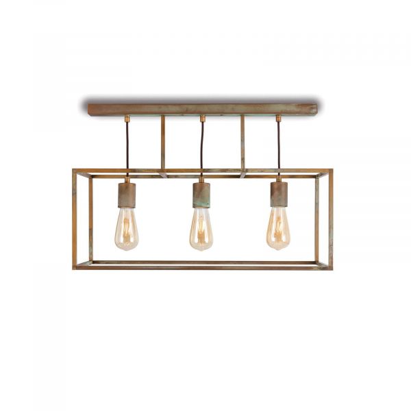  Moretti Luce Moretti Luce Cubic³ 3384 Ceiling Lamp Three-bulb Antique Brass 