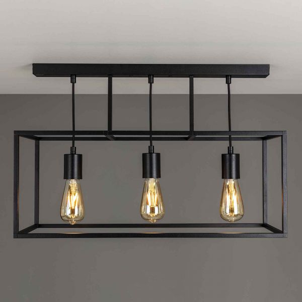  Moretti Luce Moretti Luce Cubic³ 3384 Ceiling Light, 3-bulb, Black 