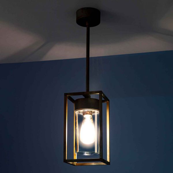  Moretti Luce Moretti Luce Cubic³ 3368 Hanging Light Antique Brass/clear 