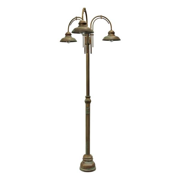  Moretti Luce Moretti Luce Luca Post Lamp Brass Copper Double Arm 3-bulb 