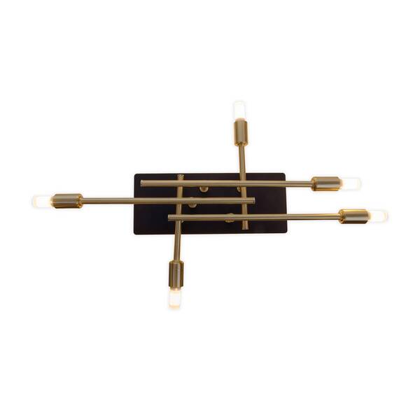  Näve Näve Ancona Ceiling Light, 5-bulb, Brass/black 