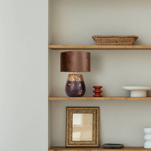  Näve Näve Bronco Table Lamp, Tobacco, Ceramic/artificial Leather, Height 39 Cm 