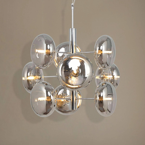  Näve Näve Explosion Bubble Hanging Light, 9-bulb, Chrome/smoky Grey 