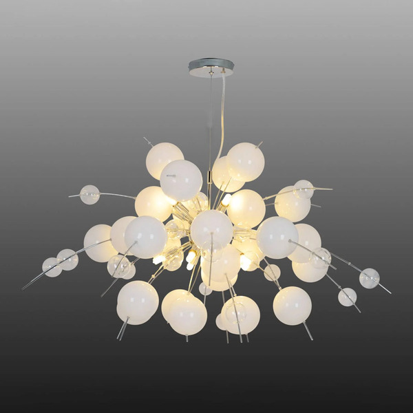  Näve Näve Explosion Bubble Pendant Light In White/chrome 98 Cm 