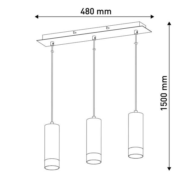  Näve Näve Fridu Pendant Light, Black, 3-bulb, Linear 
