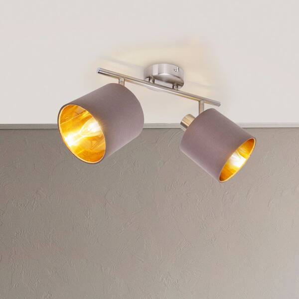  Näve Näve Maron Ceiling Lamp, 2-bulb, Fabric, Brown/gold 