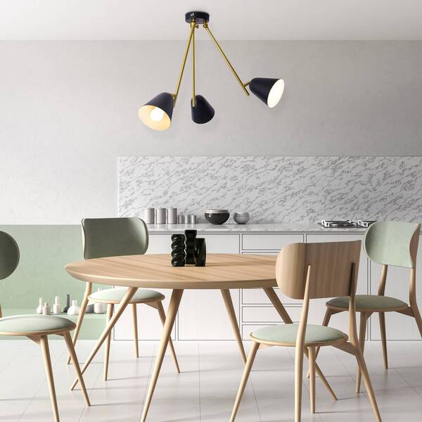  Näve Näve Triton Ceiling Lamp, Black And Gold, Three-bulb 