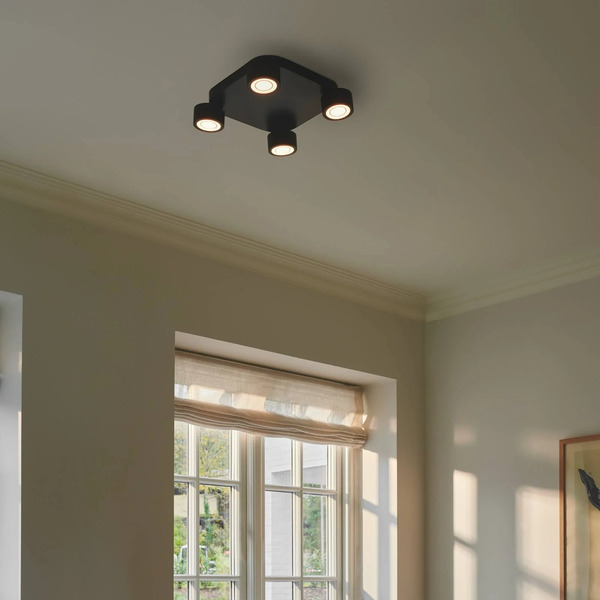  Nordlux Nordlux Led Ceiling Light Clyde, 4-bulb, Square, Black 