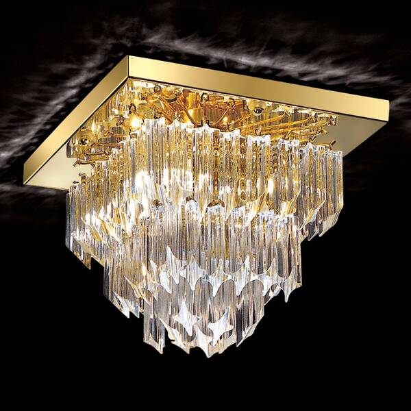  Novaresi Novaresi Square Ceiling Light Archimede, Gold-plated 