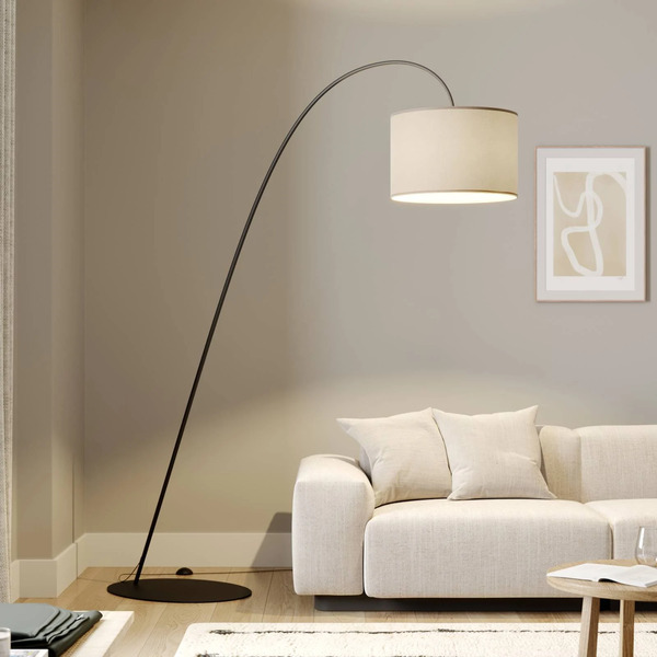  Nowodvorski Lighting Nowodvorski Lighting Alice Arc Lamp With Textile Shade, Coffee 