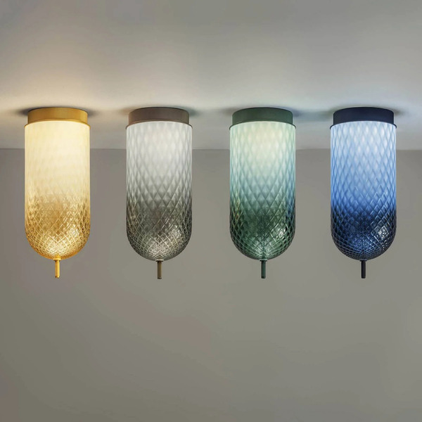  Olev Olev Led Ceiling Lamp Curuba, Blue, Glass, Height 40 Cm, 2,700 K 