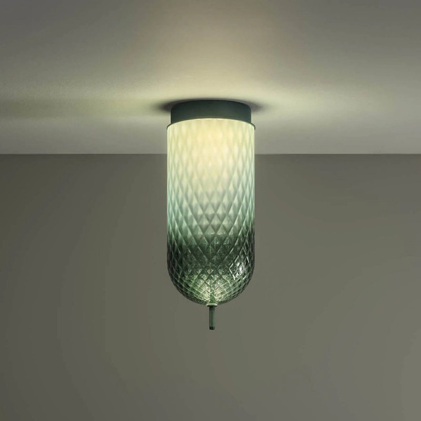  Olev Olev Led Ceiling Lamp Curuba, Green, Glass, Height 40 Cm, 2,700 K 
