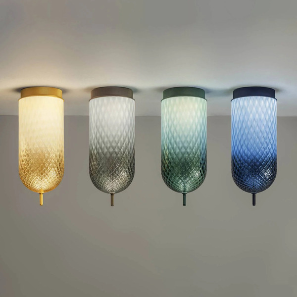  Olev Olev Led Ceiling Lamp Curuba, Grey, Glass, Height 40 Cm, 2,700 K 