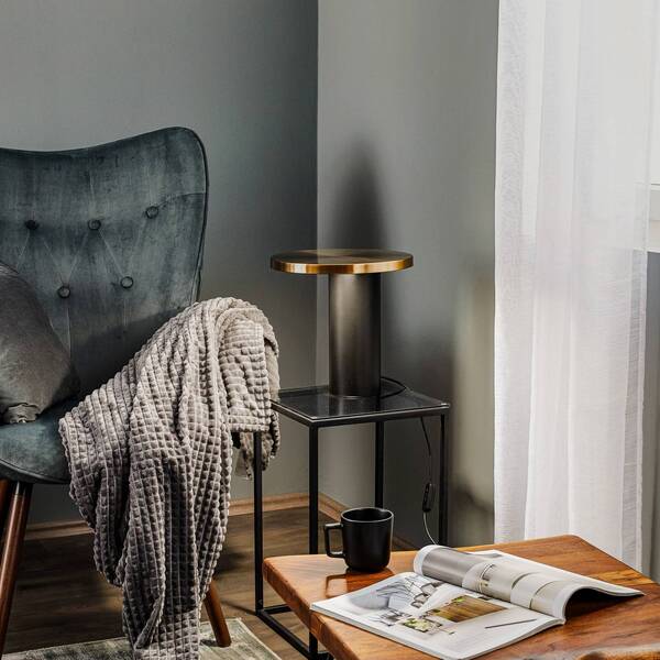  Oluce Oluce Cylinda Led Table Lamp Black-gold 