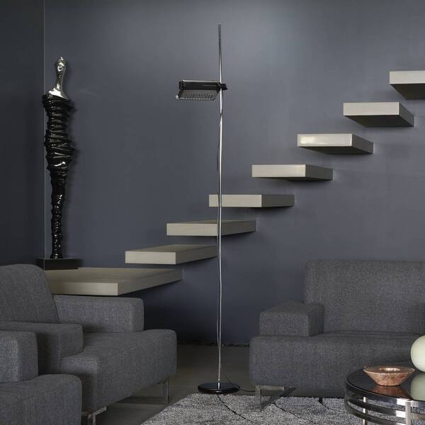  Oluce Oluce Led Floor Lamp Colombo, Black/chrome, Metal 
