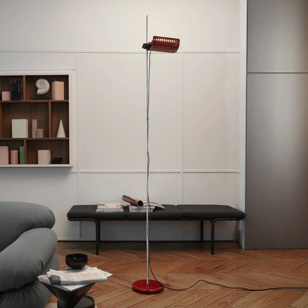  Oluce Oluce Led Floor Lamp Colombo, Red/chrome, Metal, 2,700 K 