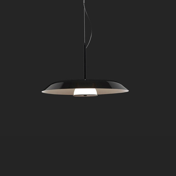 Oluce Oluce Led Hanging Light Iride, ø 55 Cm, Black, Metal, Glass 