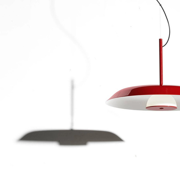  Oluce Oluce Led Hanging Light Iride, ø 55 Cm, Red, Metal, Glass 